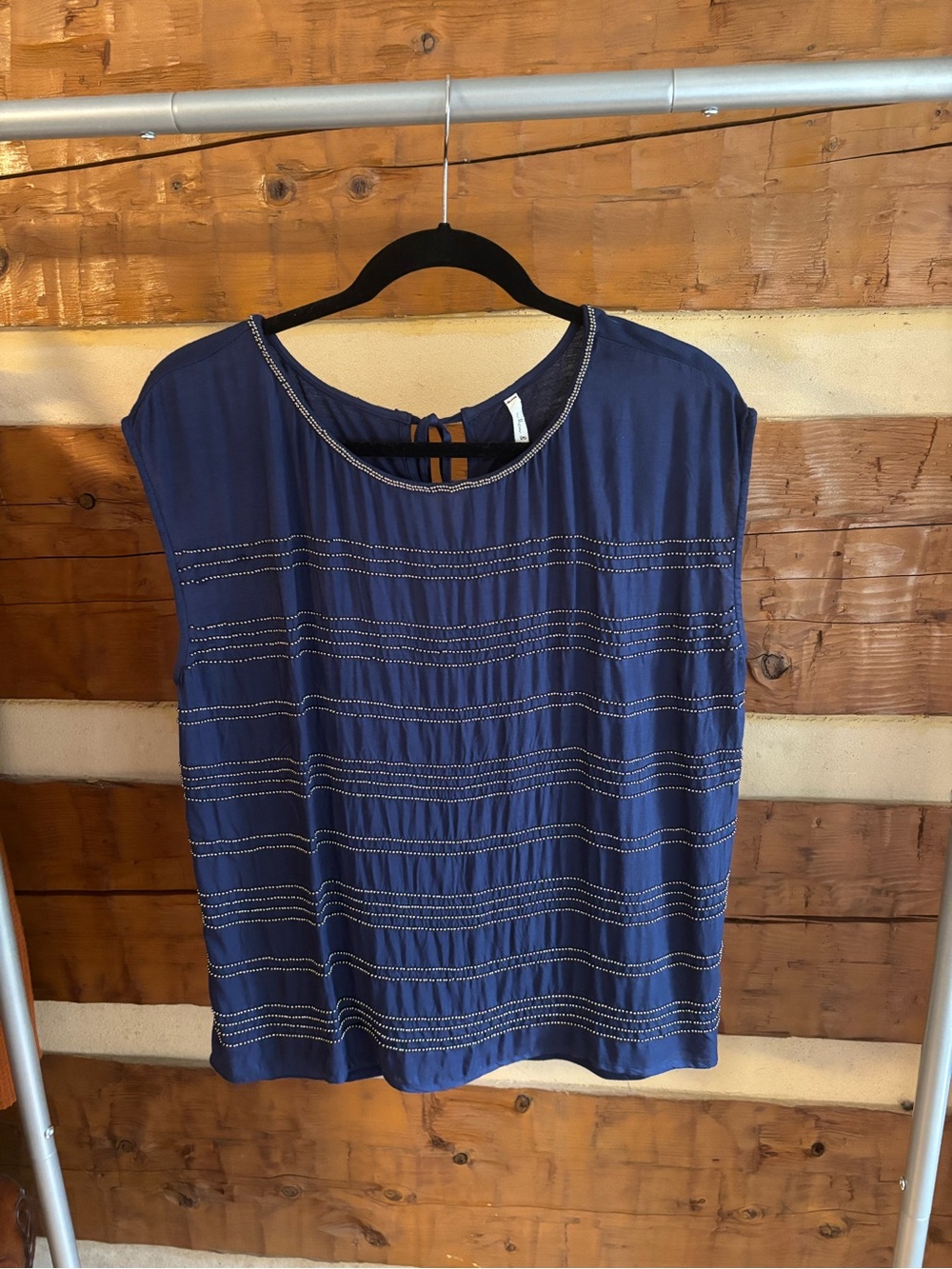Willow & Clay Navy Sleeveless Top with Metallic beading